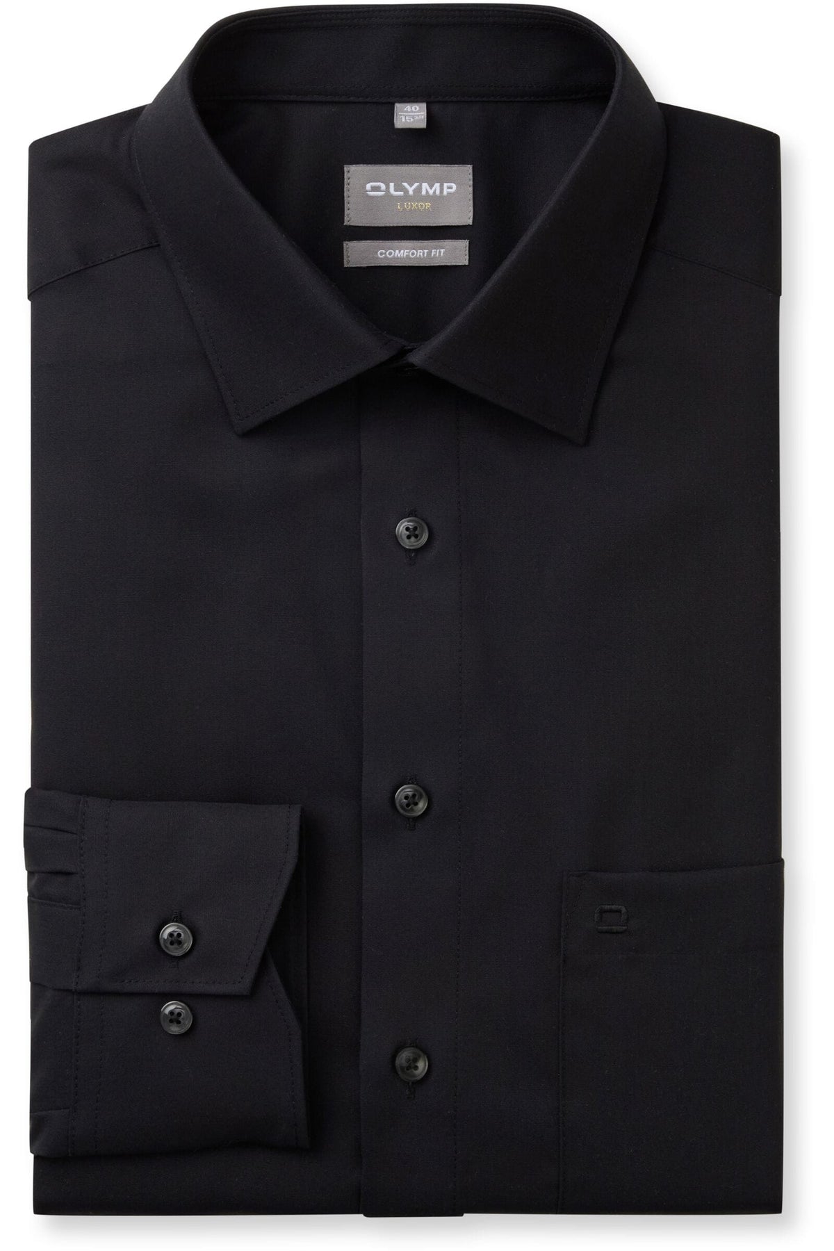 OLYMP Luxor Comfort Fit Hemd schwarz, Einfarbig