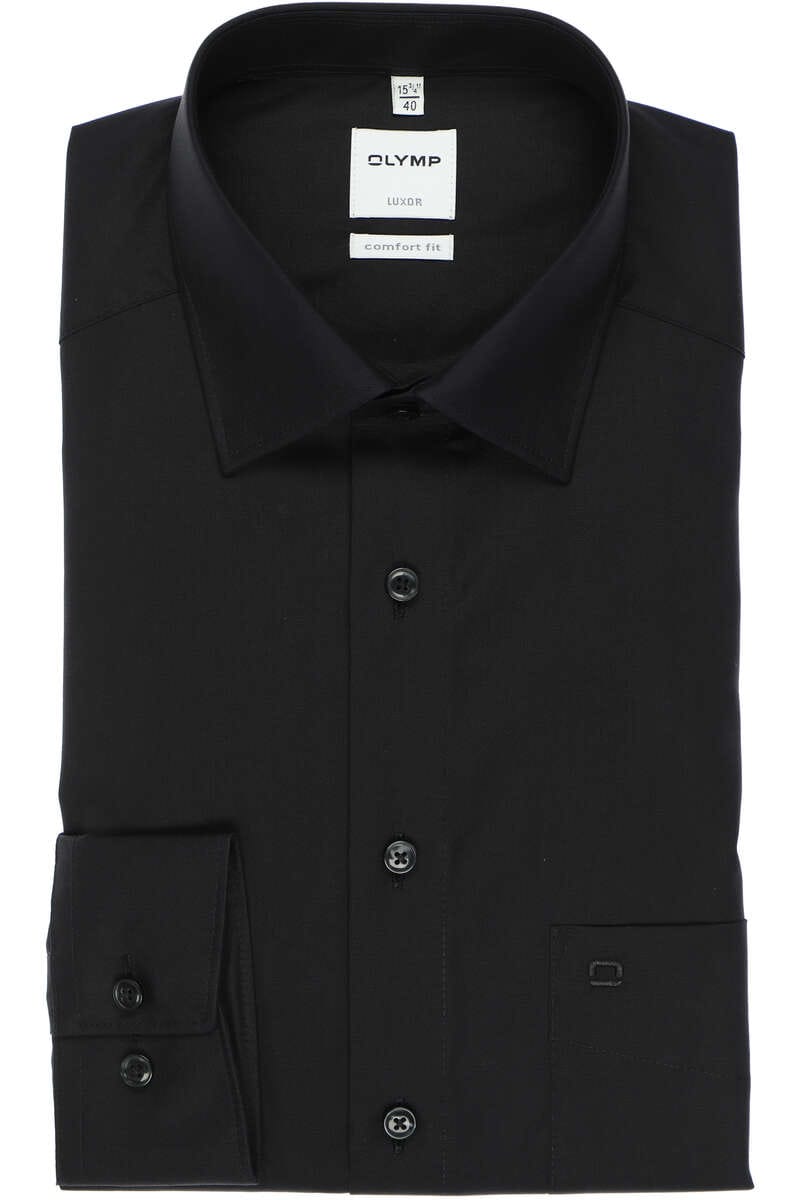 OLYMP Luxor Comfort Fit Hemd schwarz, Einfarbig
