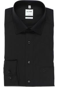 OLYMP Luxor Comfort Fit Hemd schwarz, Einfarbig