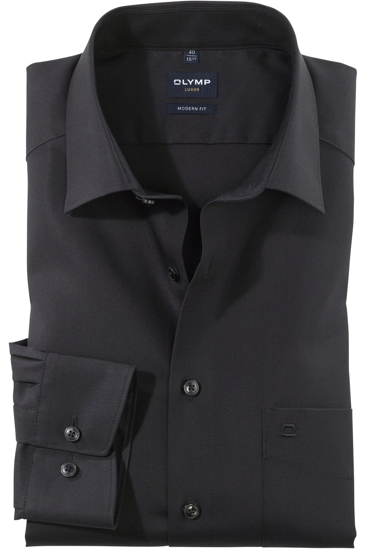 OLYMP Luxor Modern Fit Hemd schwarz, Einfarbig