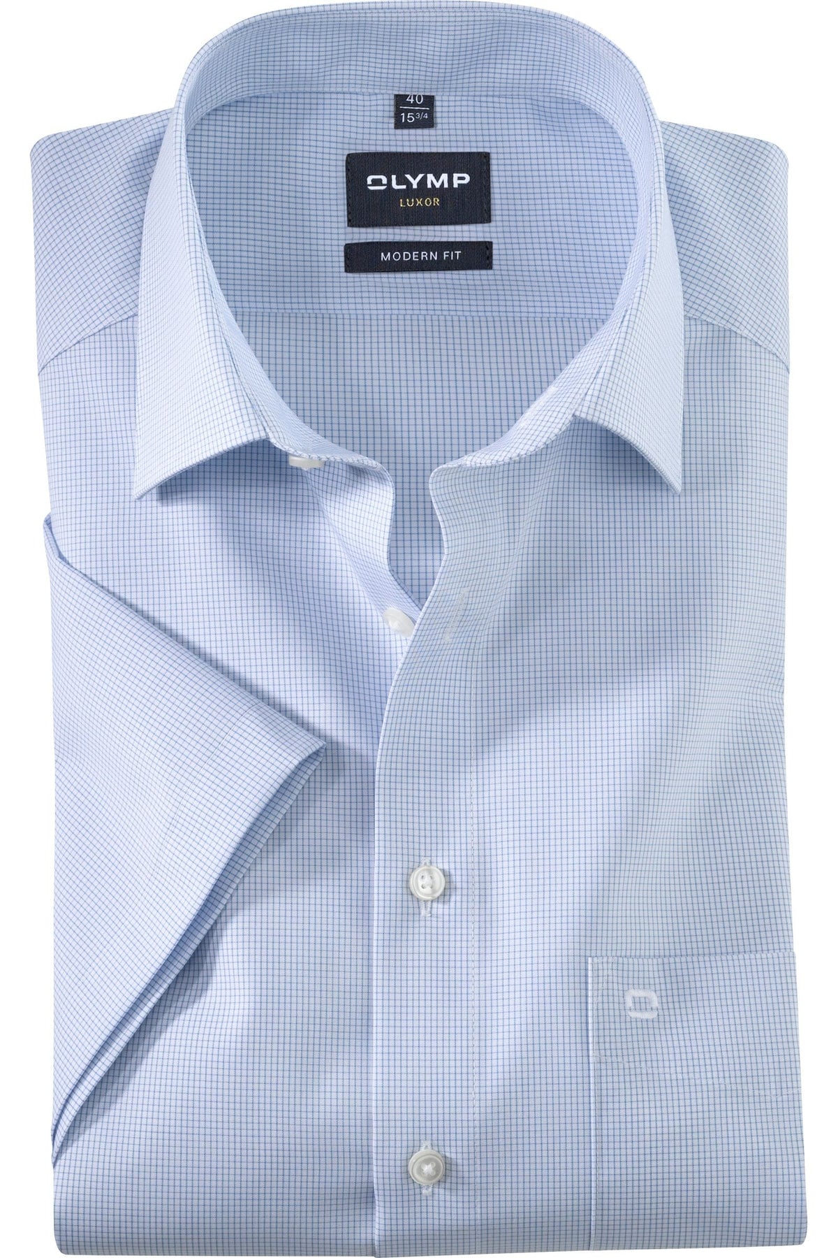 OLYMP Luxor Modern Fit Hemd bleu, Kariert
