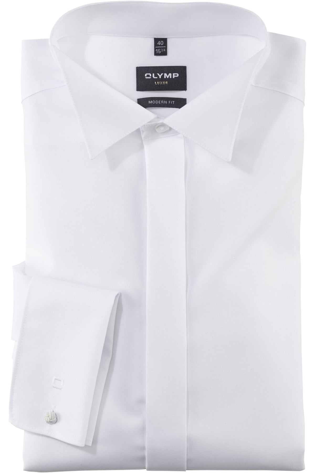 OLYMP Luxor Modern Fit Galahemd weiss, Einfarbig