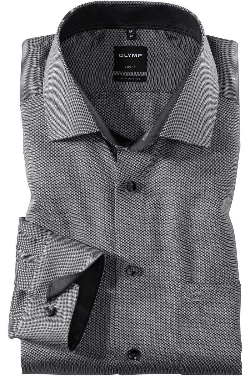 OLYMP Luxor Modern Fit Hemd schwarz, Einfarbig