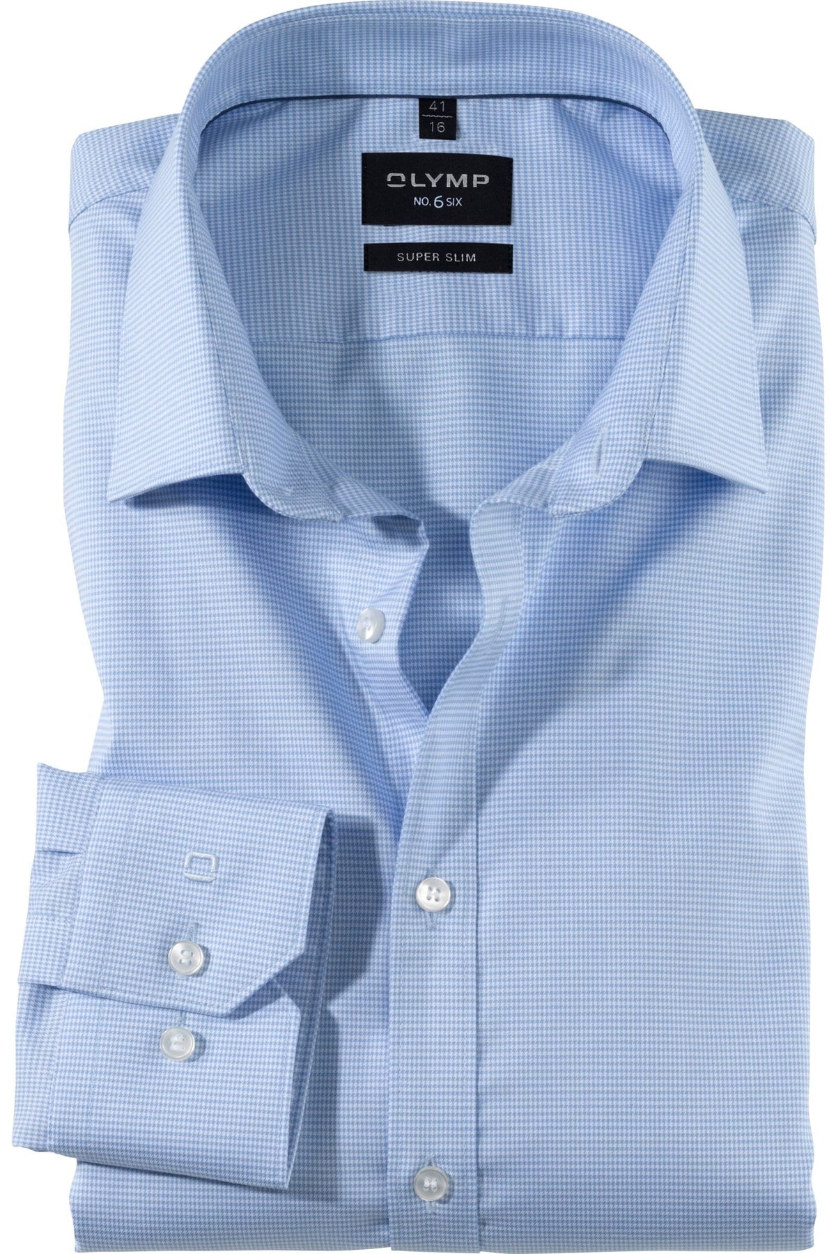 OLYMP No. Six Super Slim Hemd bleu, Faux-uni
