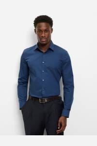 OLYMP No. Six Super Slim Hemd rauchblau, Einfarbig