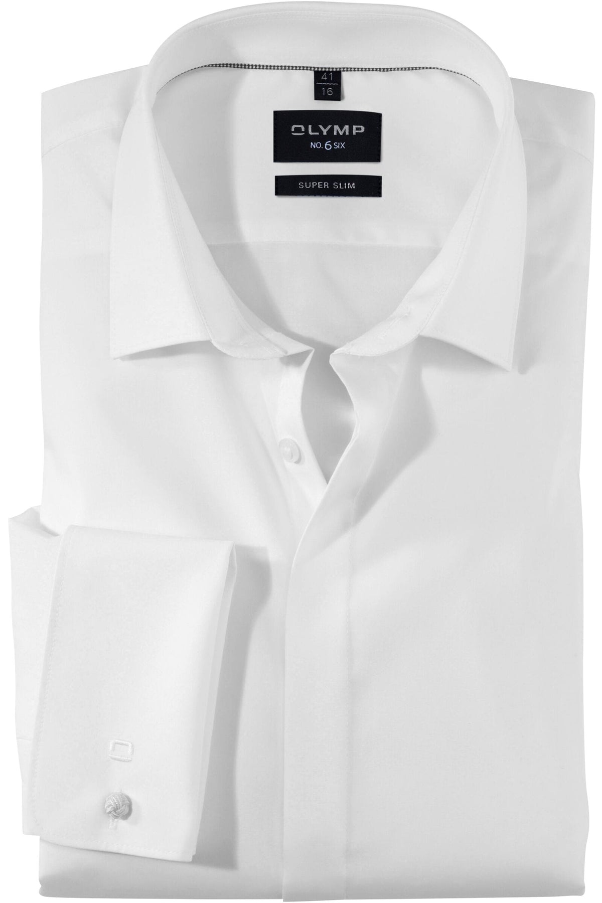 OLYMP No. Six Super Slim Galahemd weiss, Einfarbig