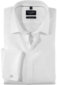 OLYMP No. Six Super Slim Galahemd weiss, Einfarbig