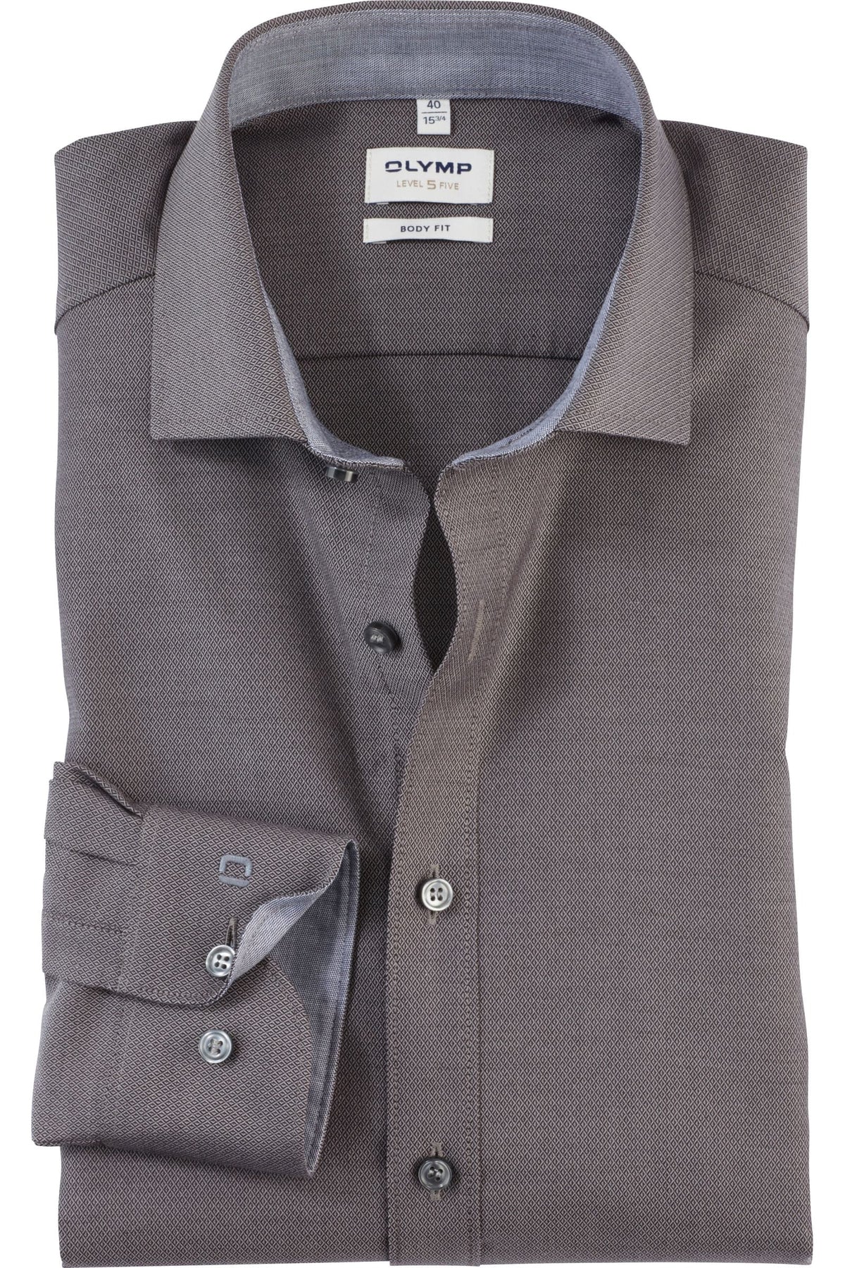 OLYMP Level Five Body Fit Hemd anthrazit, Faux-uni