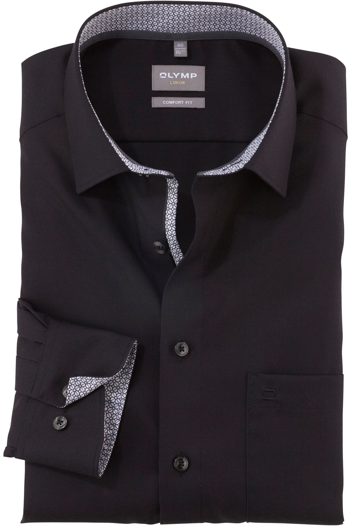 OLYMP Luxor Comfort Fit Hemd schwarz, Einfarbig