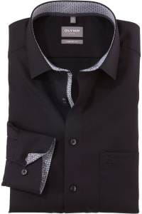 OLYMP Luxor Comfort Fit Hemd schwarz, Einfarbig