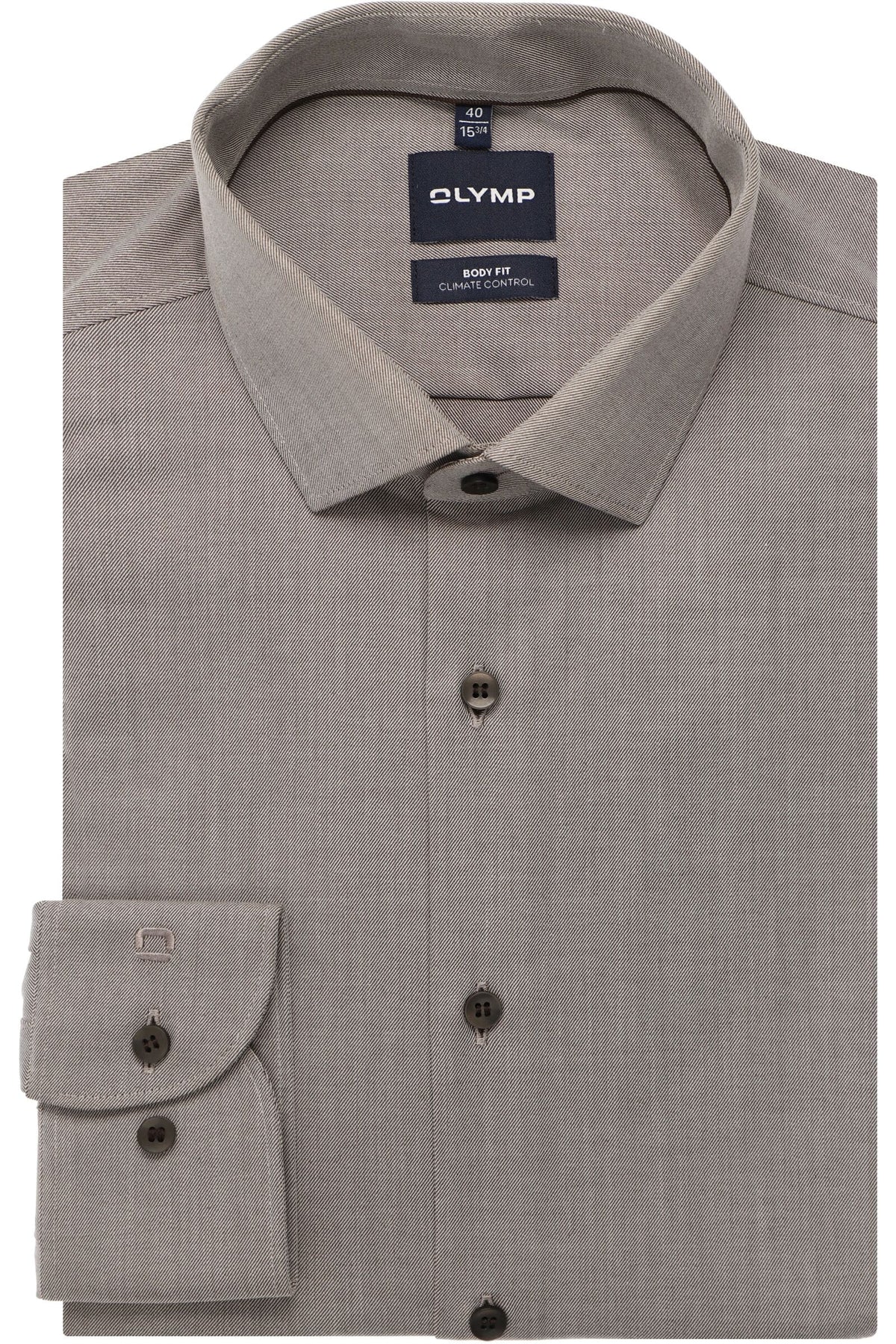 OLYMP Level Five Performance Climate Control Body Fit Hemd taupe, Einfarbig