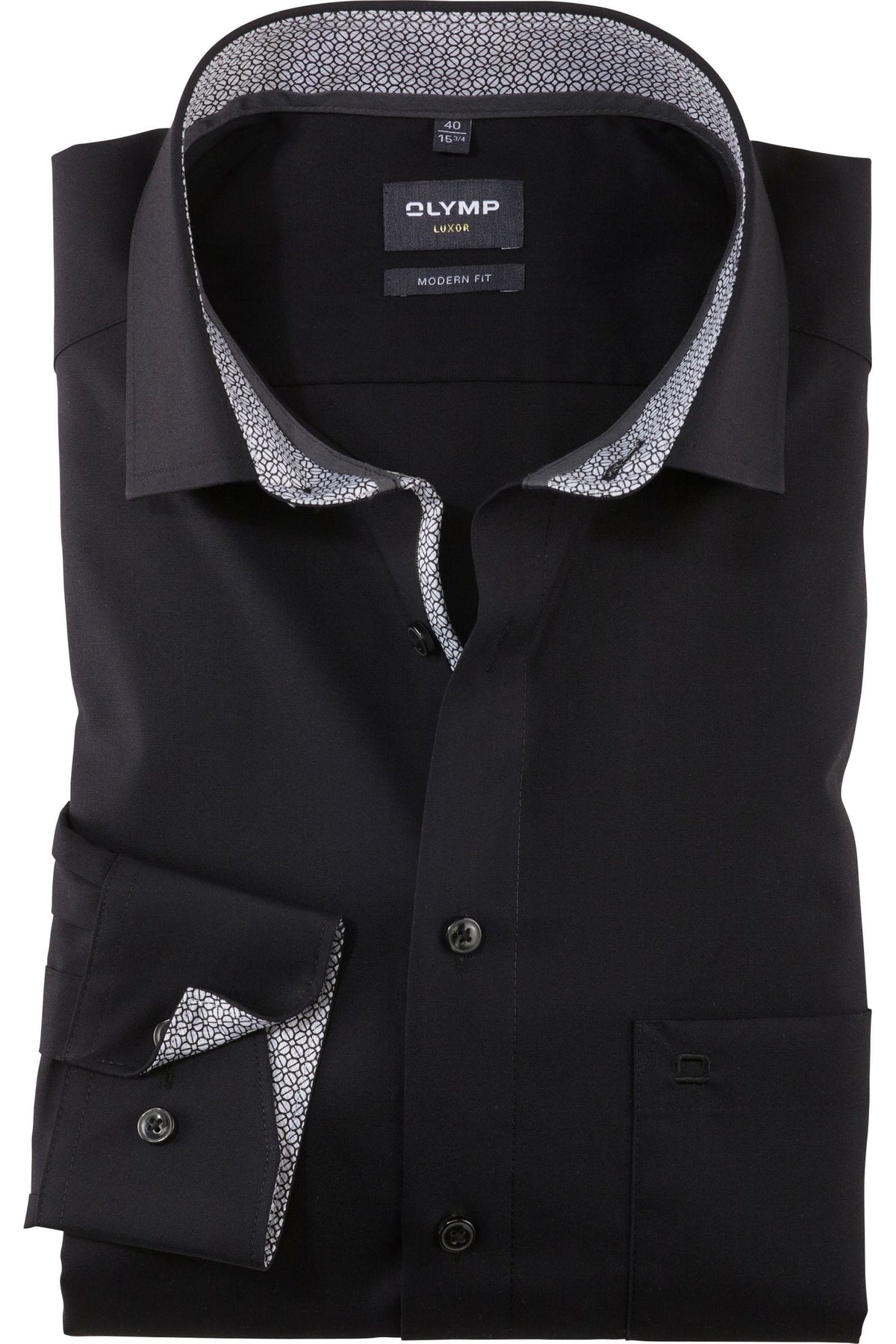 OLYMP Luxor Modern Fit Hemd schwarz, Einfarbig