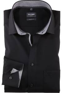 OLYMP Luxor Modern Fit Hemd schwarz, Einfarbig