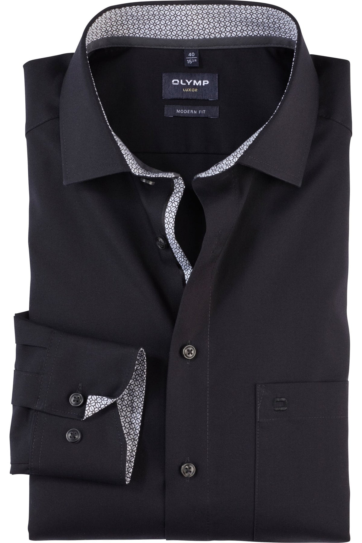 OLYMP Luxor Modern Fit Hemd schwarz, Einfarbig