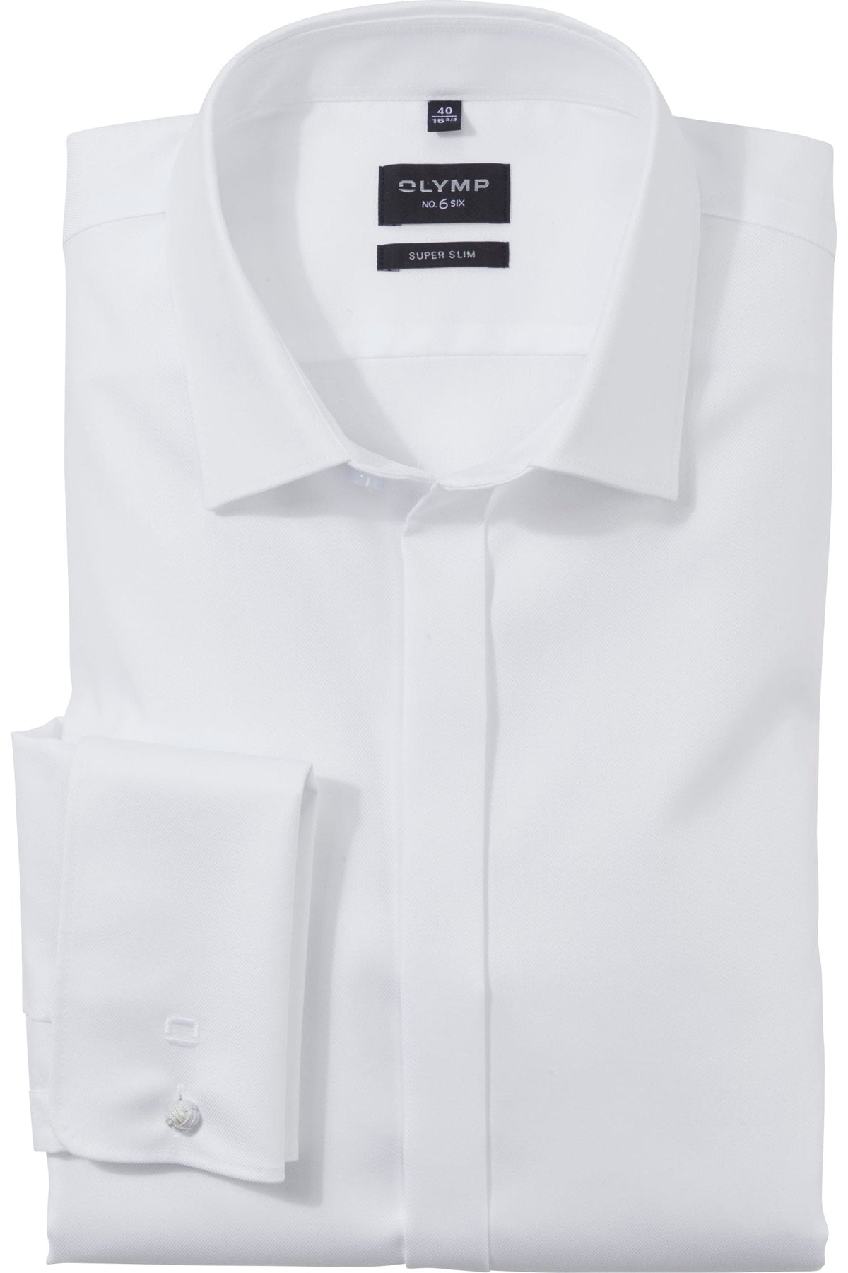 OLYMP No. Six Super Slim Galahemd weiss, Einfarbig