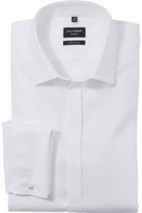 OLYMP No. Six Super Slim Galahemd weiss, Einfarbig