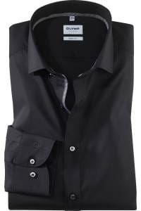 OLYMP Level Five Body Fit Hemd schwarz, Einfarbig