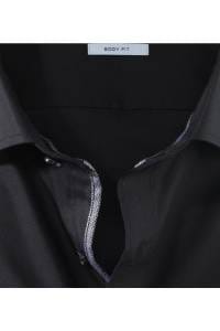 OLYMP Level Five Body Fit Hemd schwarz, Einfarbig