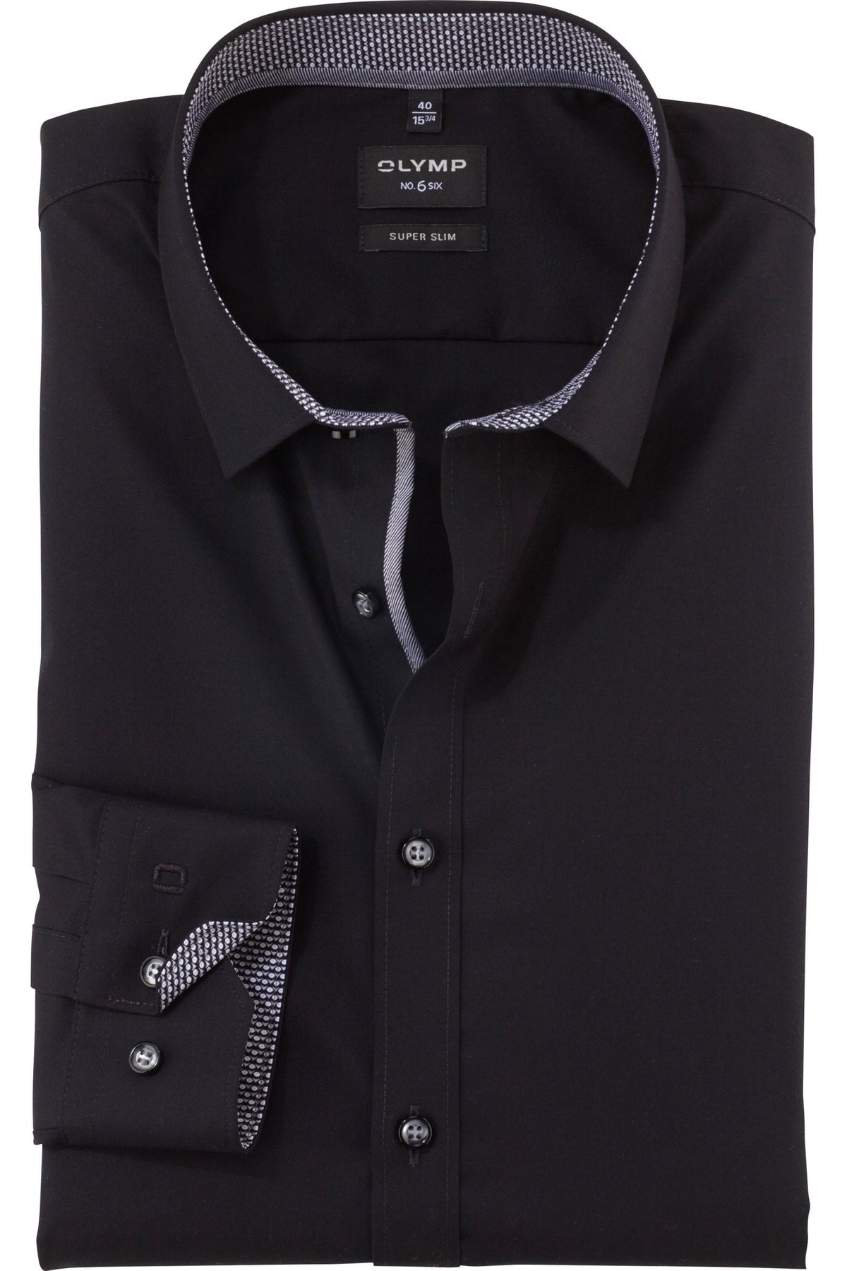 OLYMP No. Six Super Slim Hemd schwarz, Einfarbig