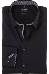 OLYMP No. Six Super Slim Hemd schwarz, Einfarbig