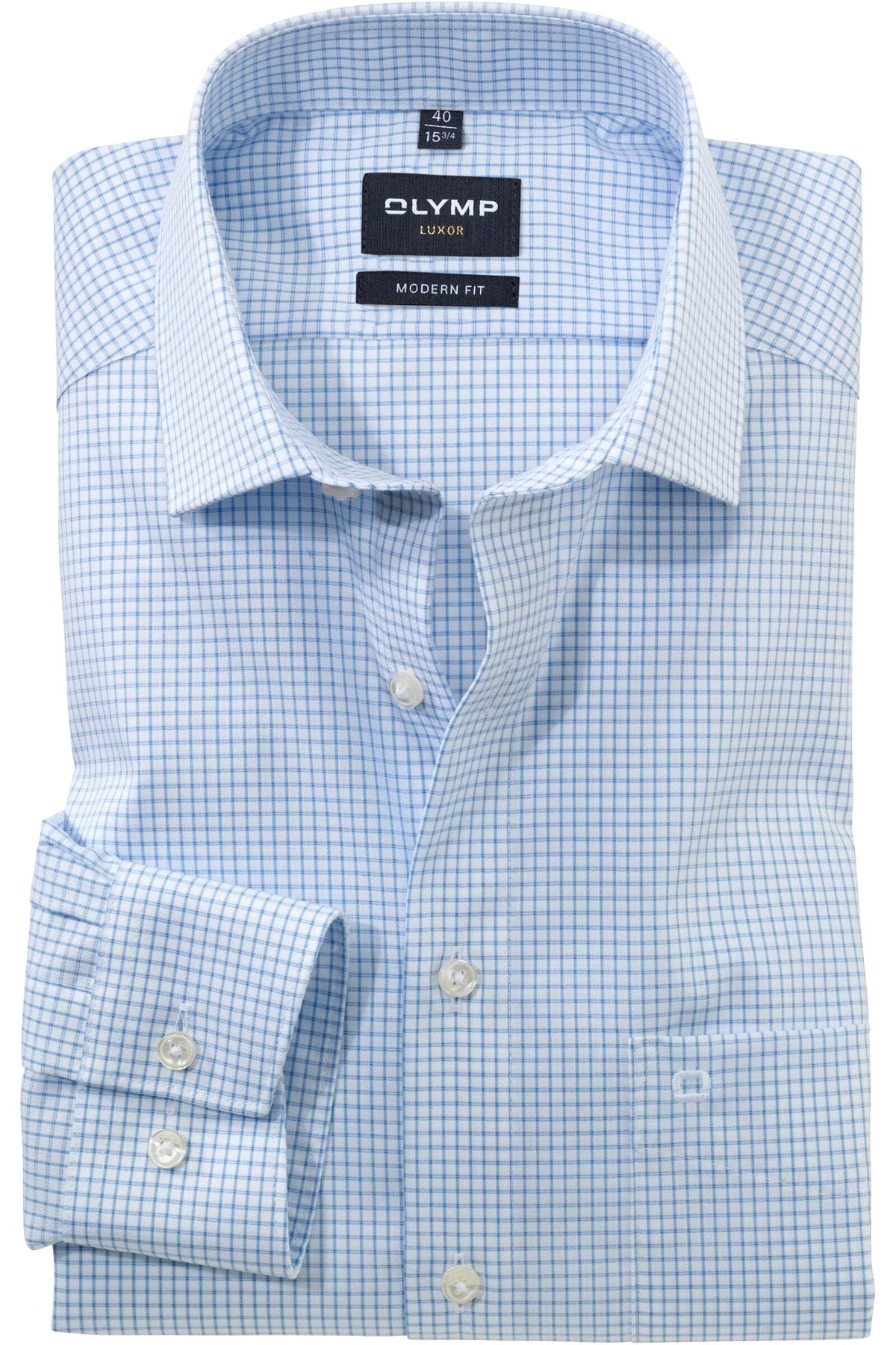 OLYMP Luxor Modern Fit Hemd bleu, Kariert