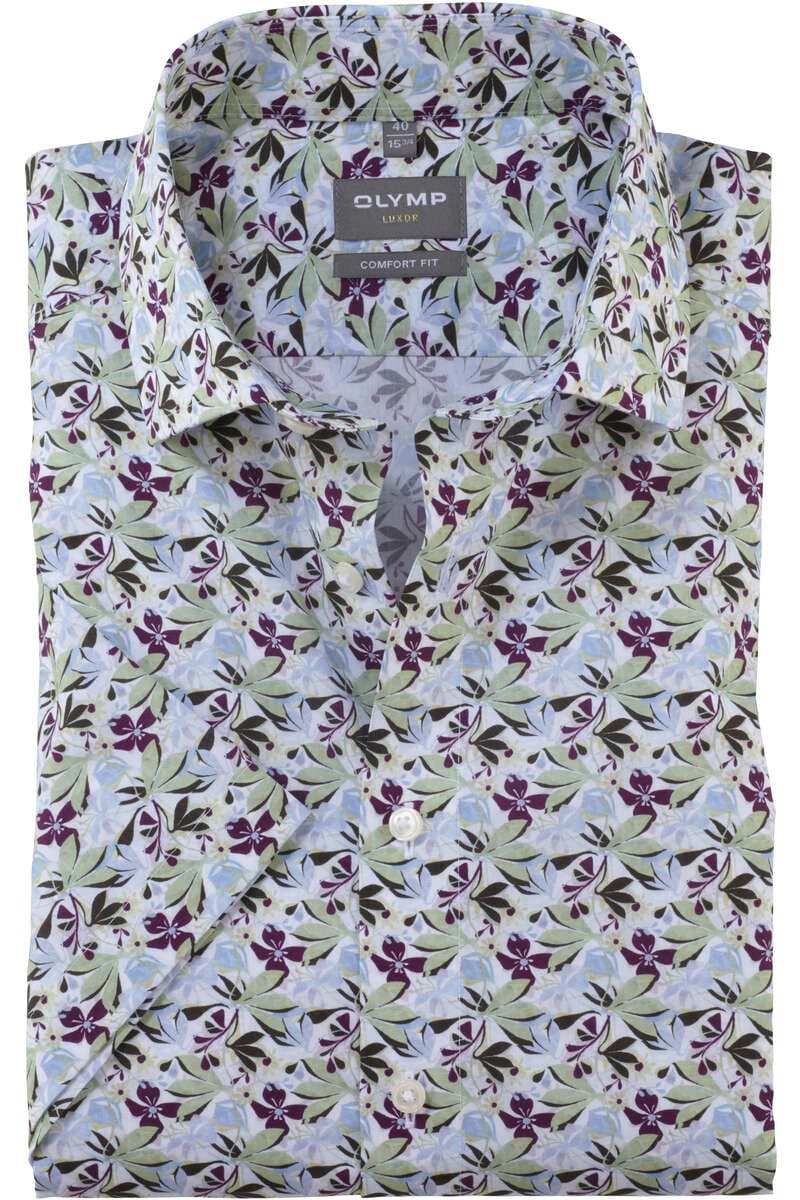 OLYMP Luxor Comfort Fit Hemd lila/blau/grün, Blumen