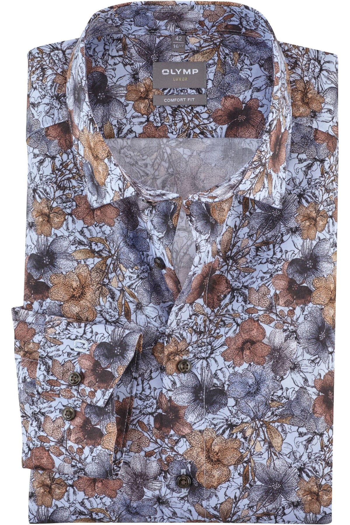 OLYMP Luxor Comfort Fit Hemd bleu, Bedruckt