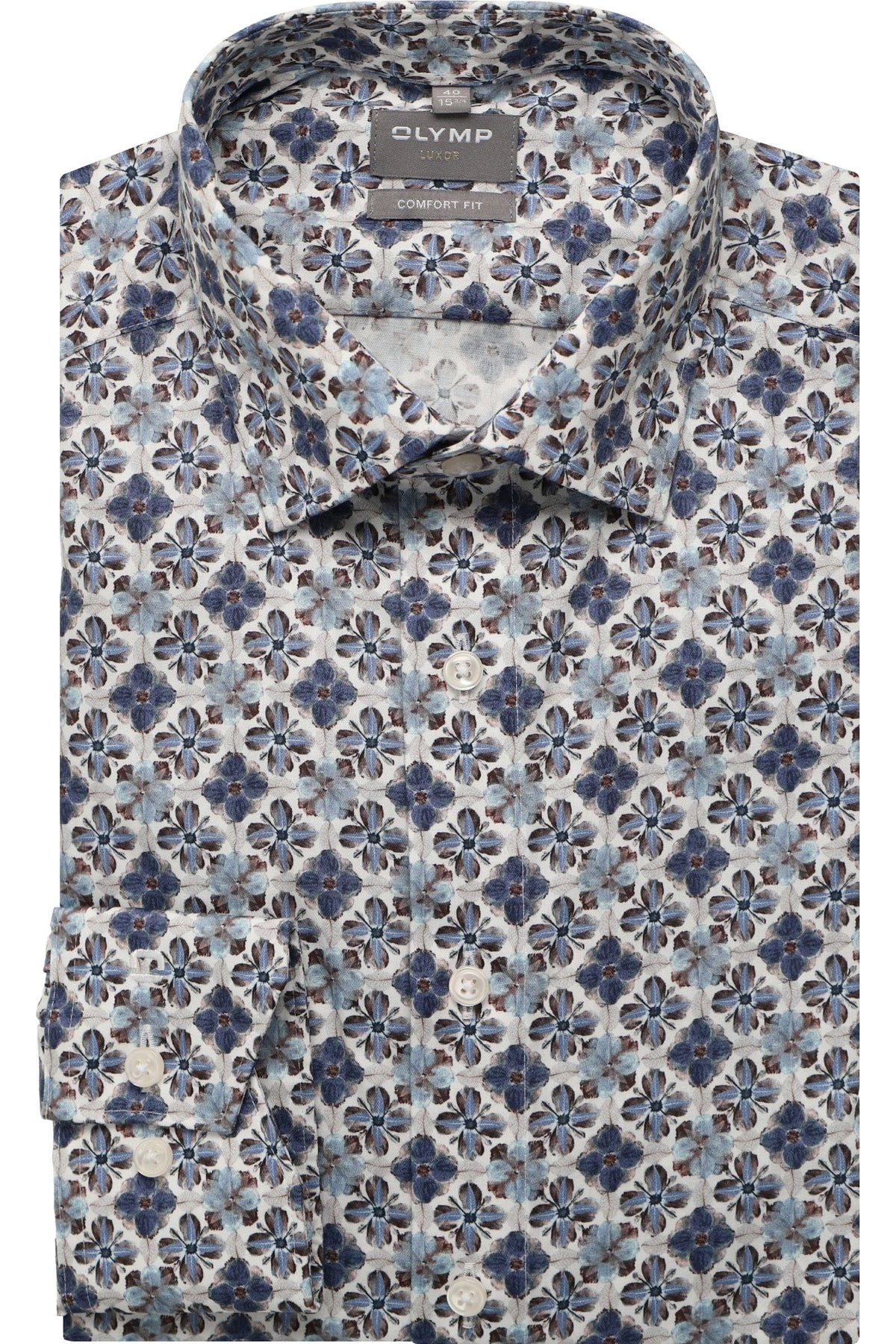OLYMP Luxor Comfort Fit Hemd bleu, Bedruckt