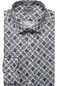OLYMP Luxor Comfort Fit Hemd bleu, Bedruckt