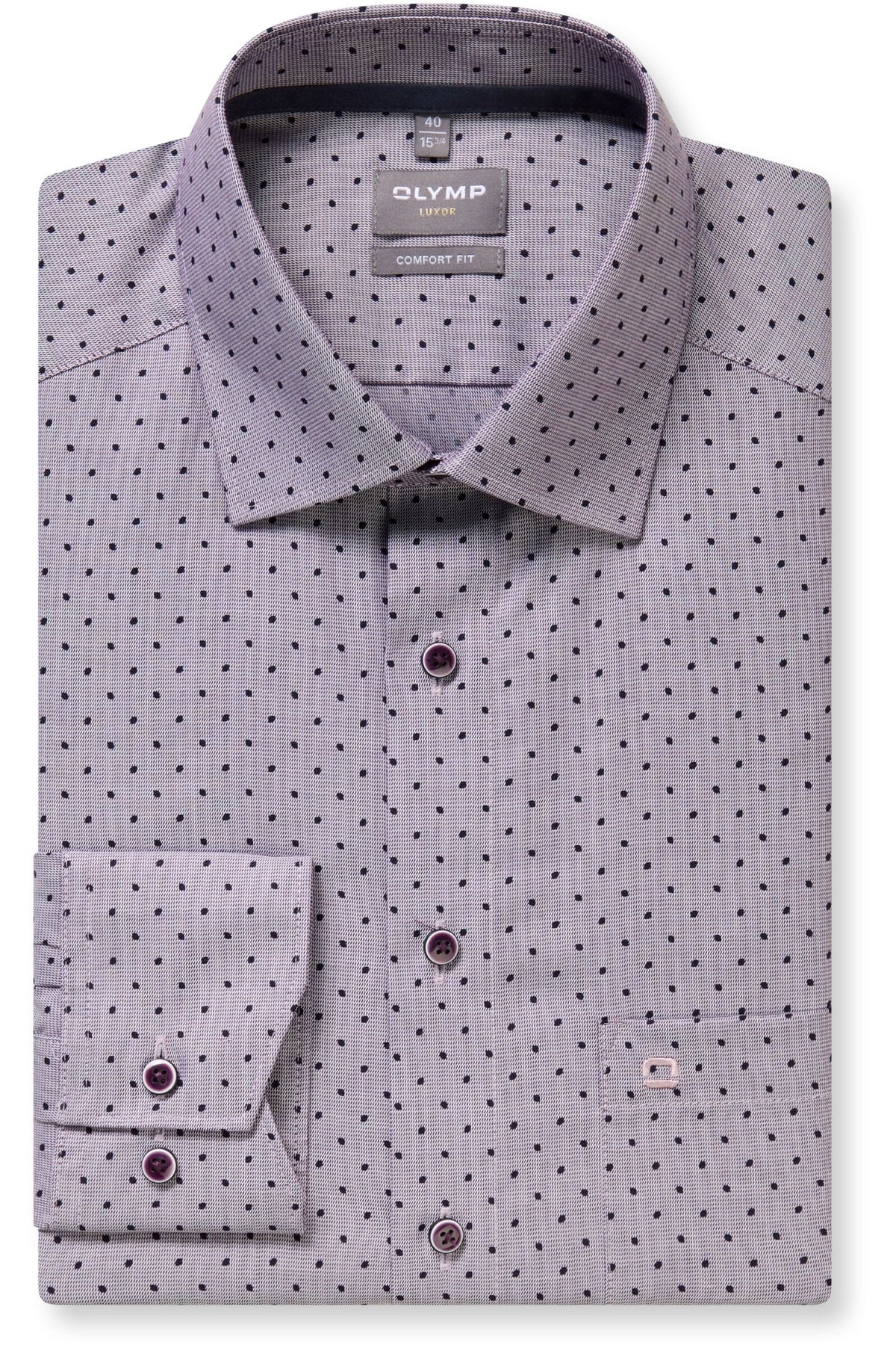 OLYMP Luxor Comfort Fit Hemd aubergine, Bedruckt