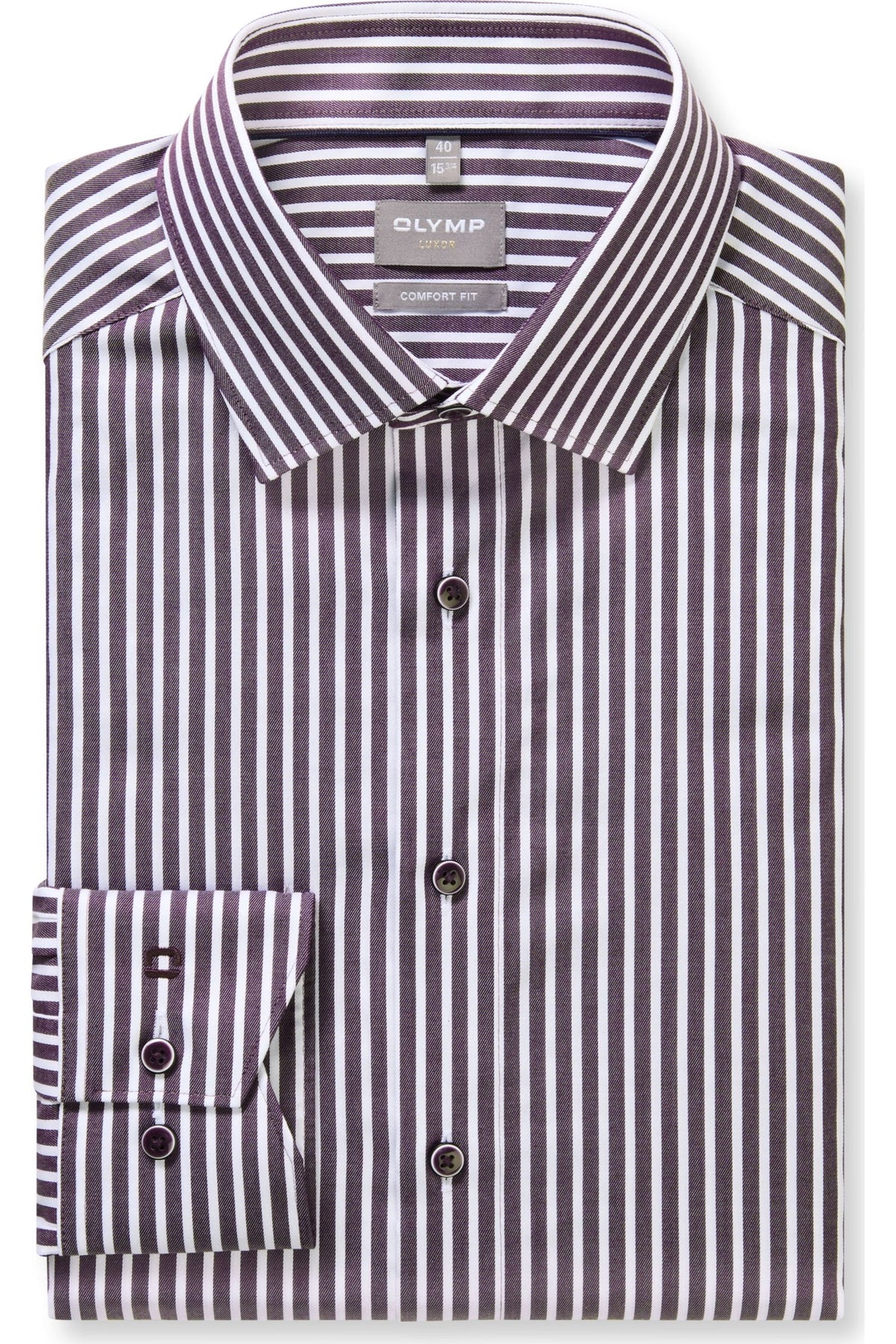 OLYMP Luxor Comfort Fit Hemd aubergine, Gestreift