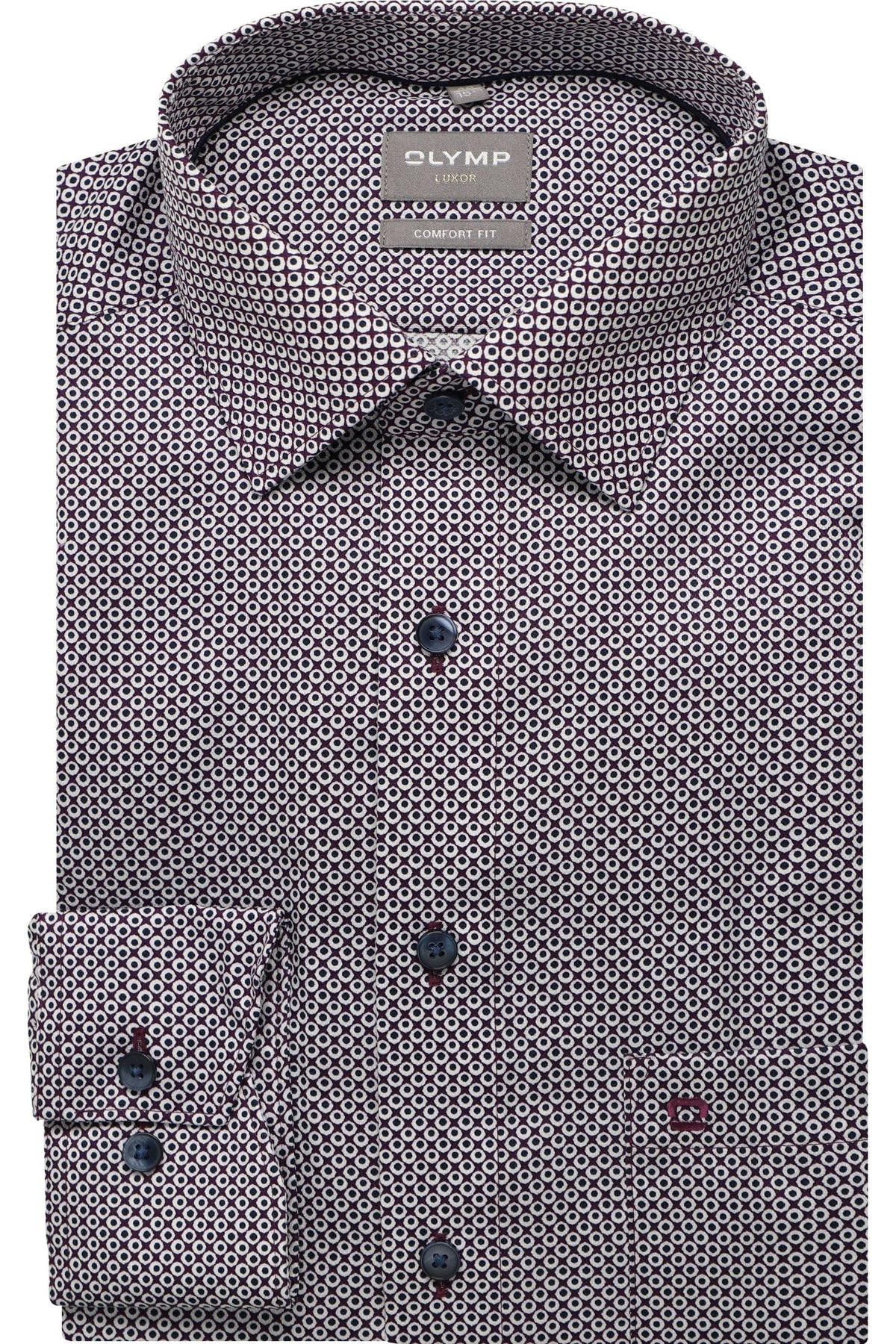 OLYMP Luxor Comfort Fit Hemd violett, Bedruckt