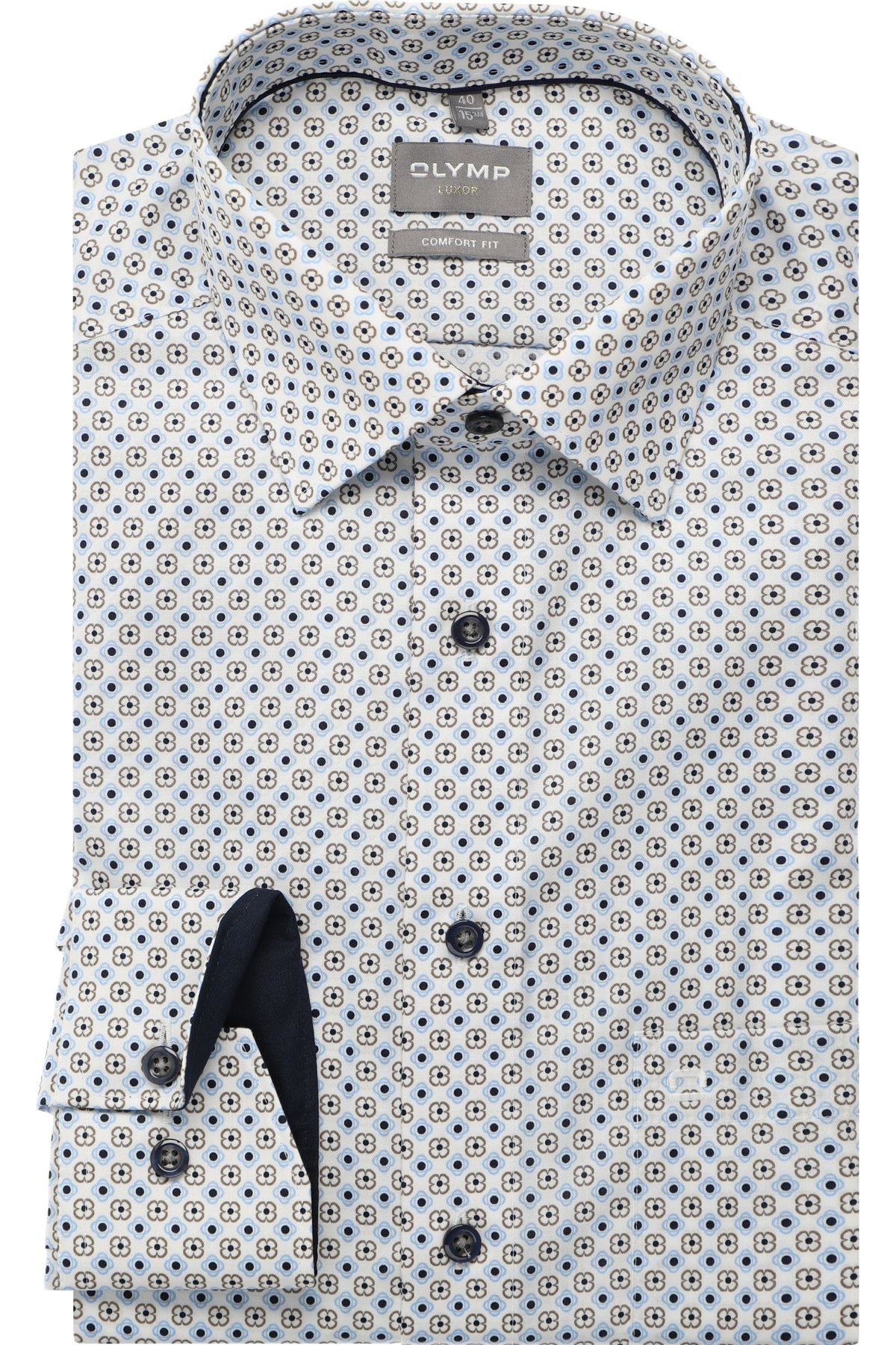 OLYMP Luxor Comfort Fit Hemd weiss, Bedruckt