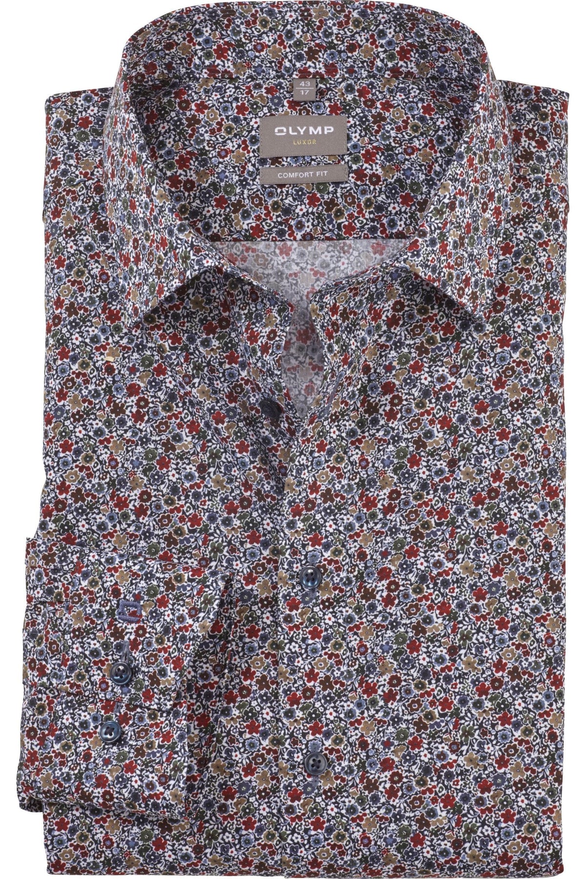 OLYMP Luxor Comfort Fit Hemd ziegelrot, Blumen