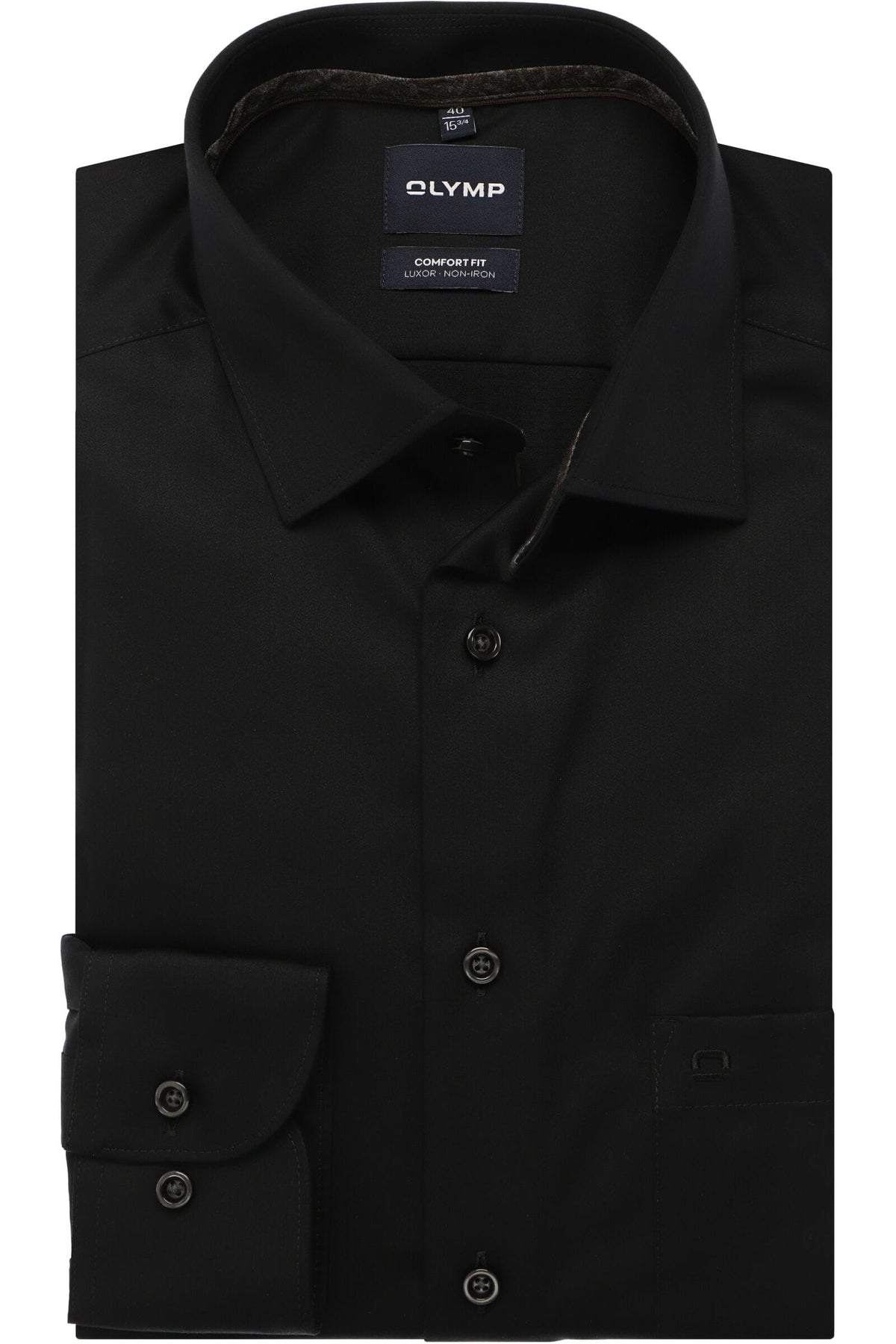 OLYMP Luxor Comfort Fit Hemd schwarz, Einfarbig