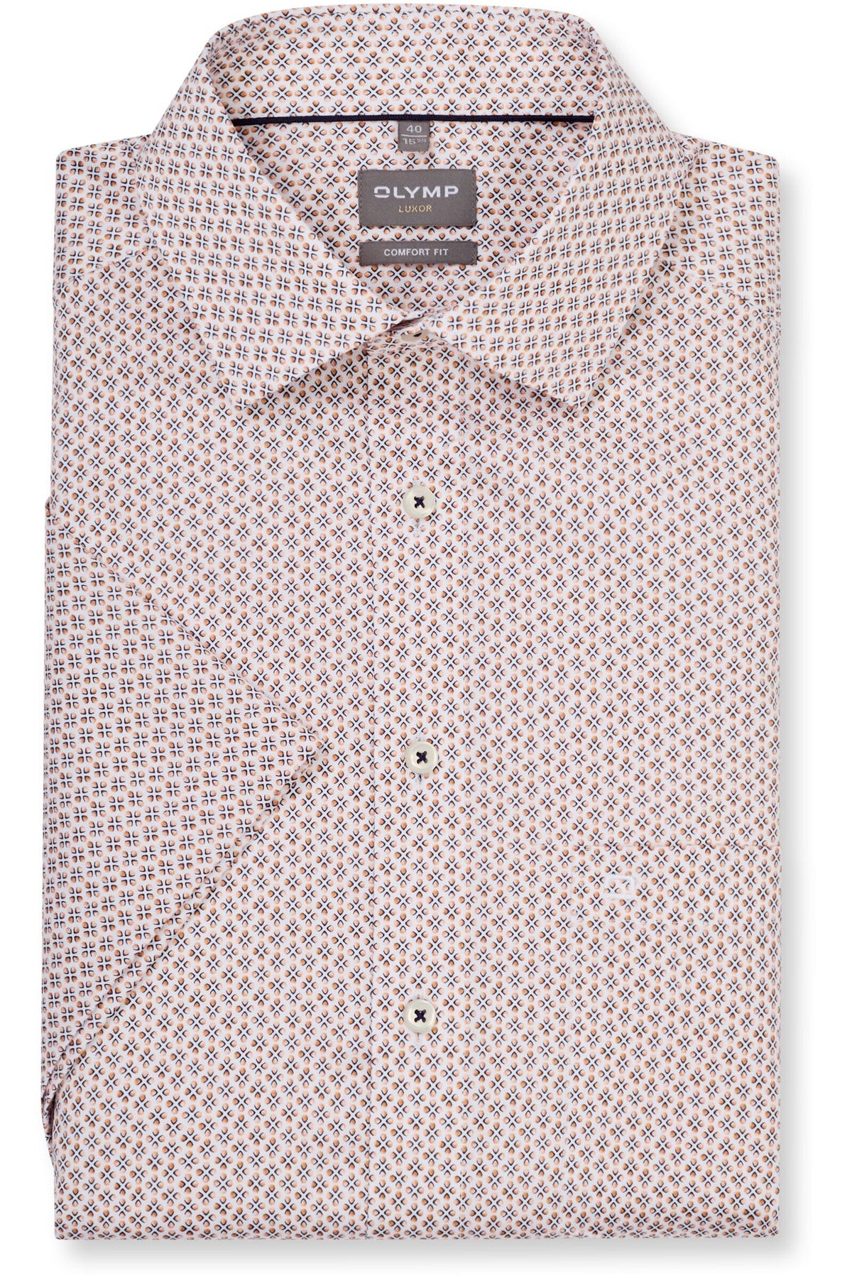 OLYMP Luxor Comfort Fit Hemd mandarin, Bedruckt