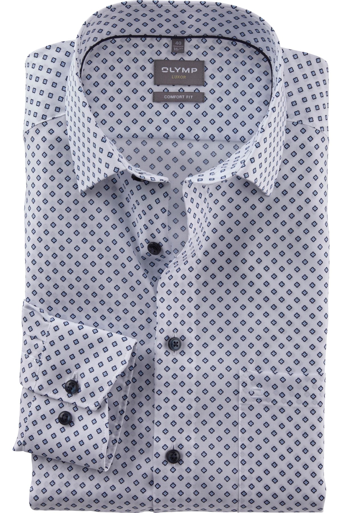 OLYMP Luxor Comfort Fit Hemd weiss, Bedruckt