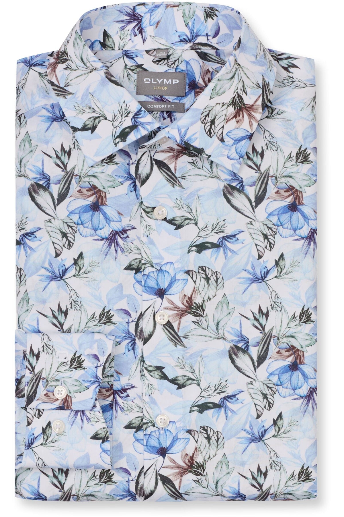 OLYMP Luxor Comfort Fit Hemd bleu, Bedruckt