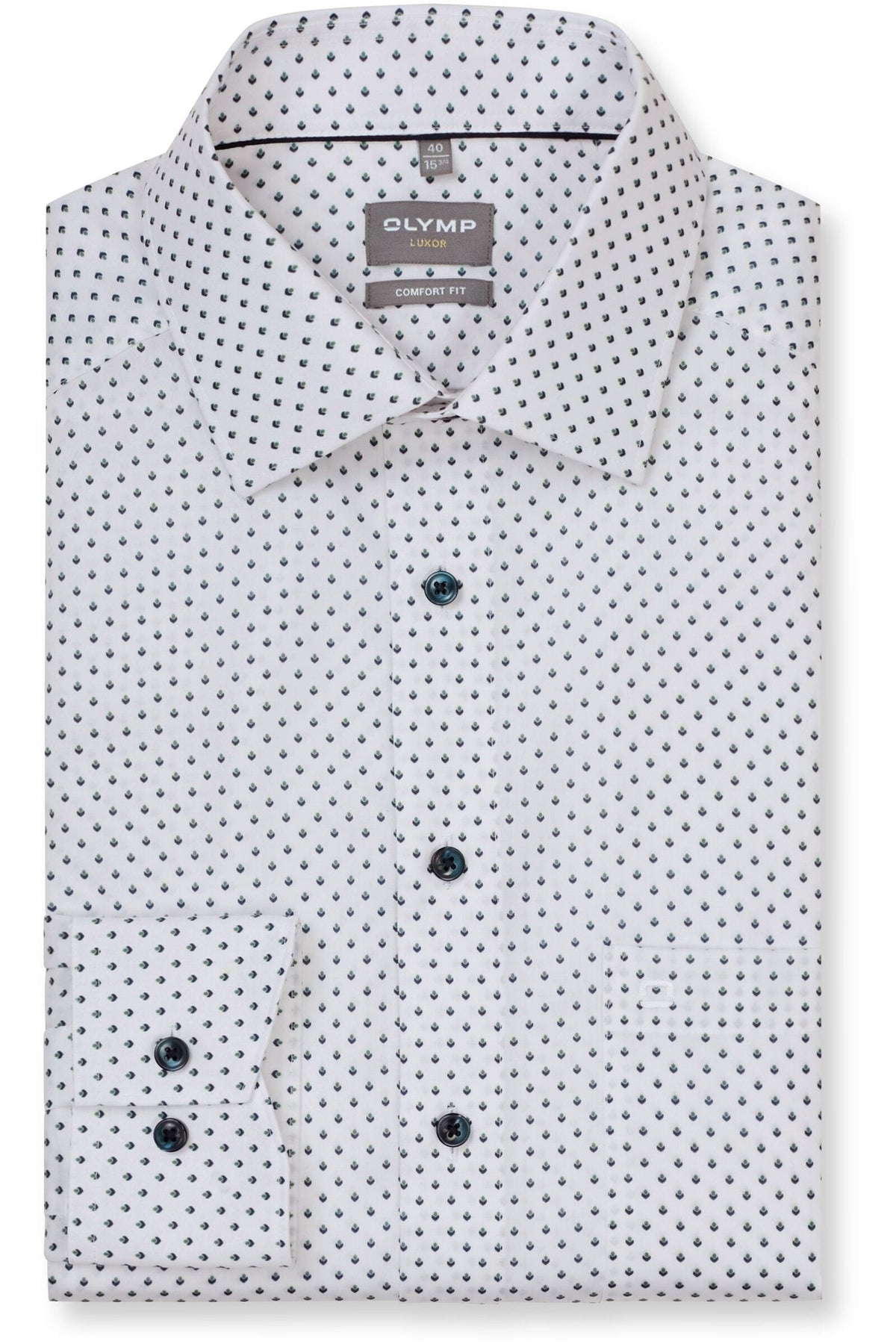OLYMP Luxor Comfort Fit Hemd weiss, Bedruckt