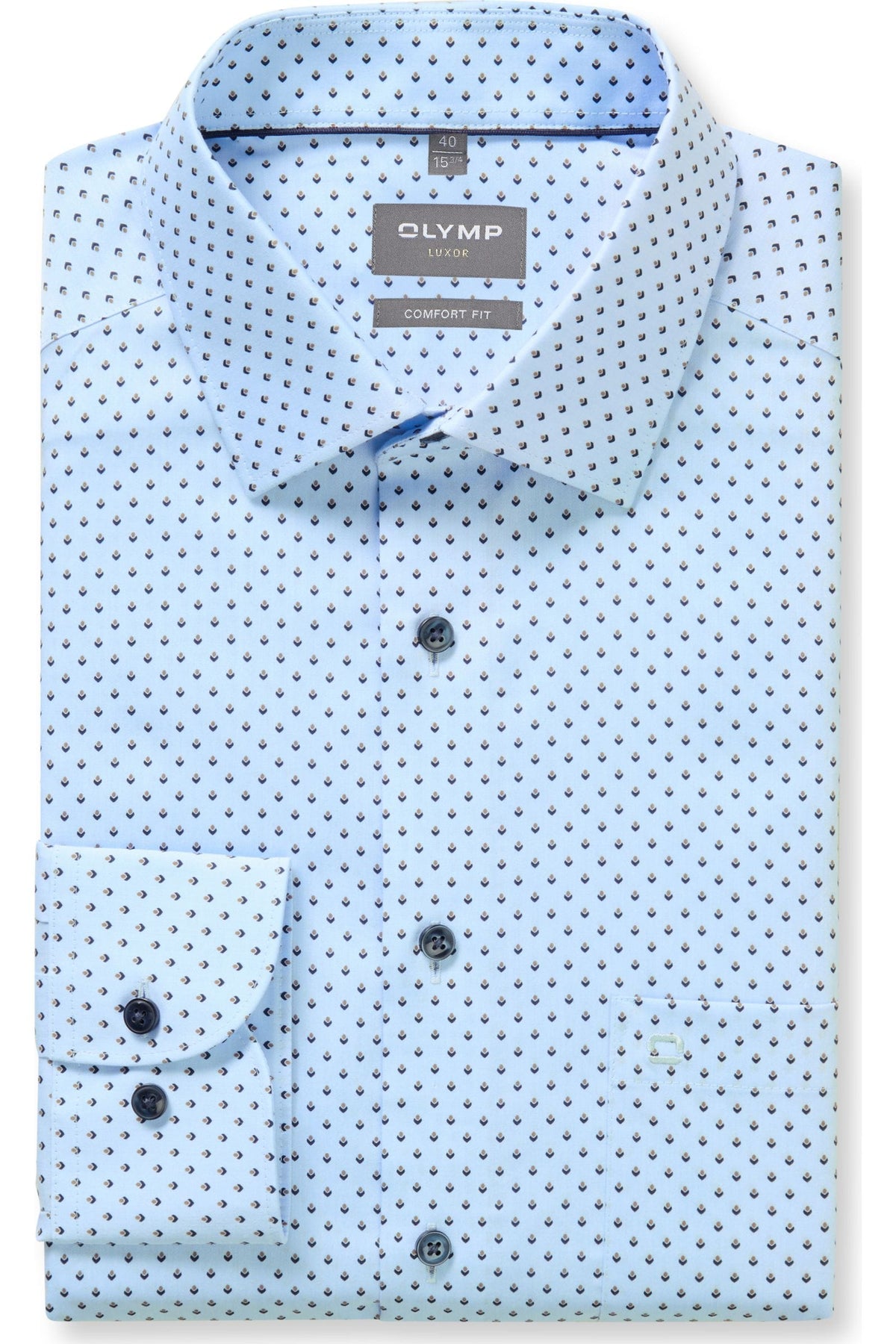 OLYMP Luxor Comfort Fit Hemd blau, Bedruckt