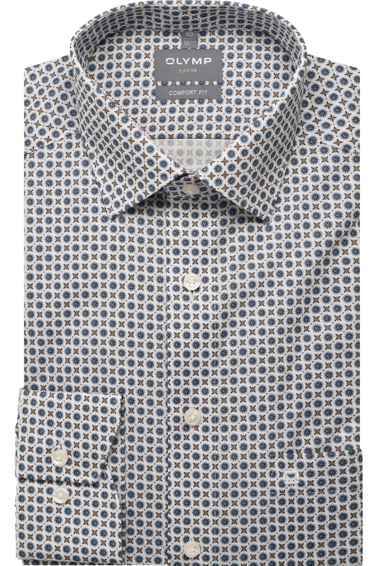 OLYMP Luxor Comfort Fit Hemd marine, Bedruckt