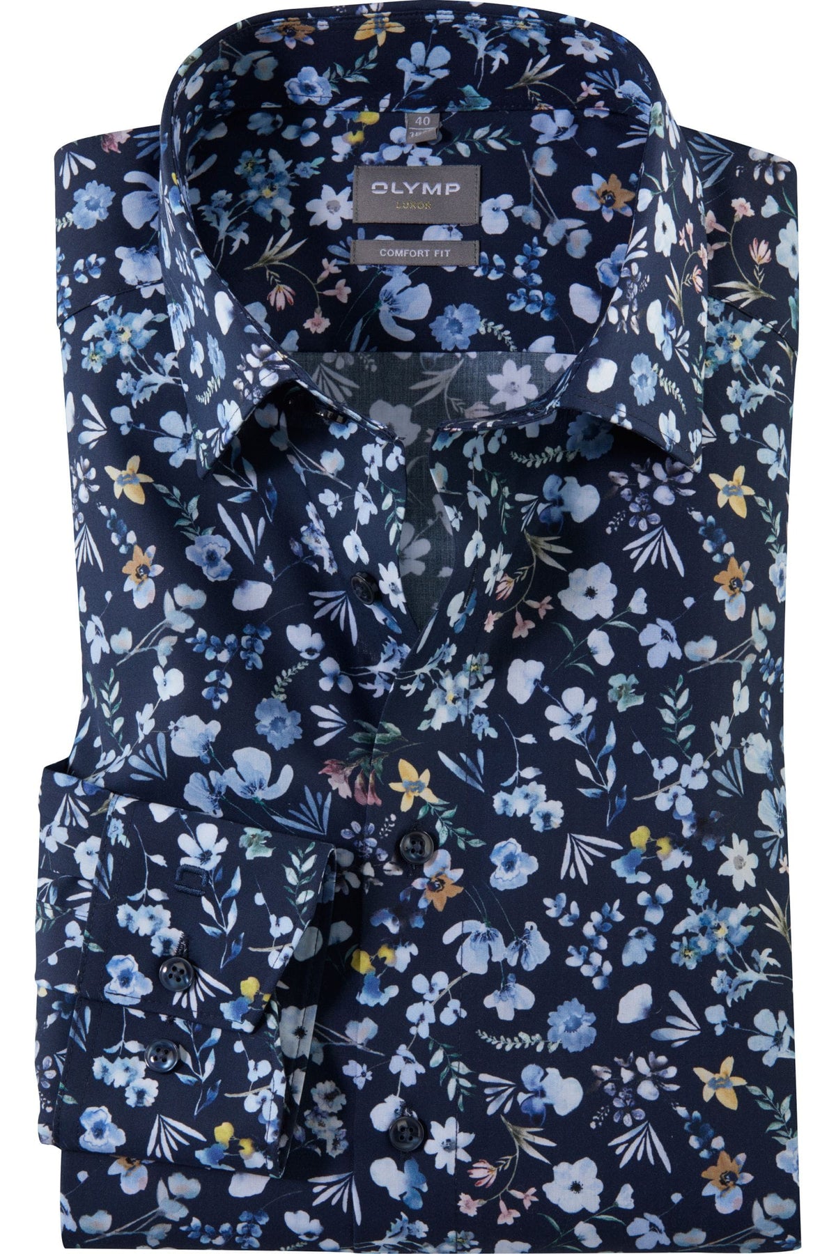OLYMP Luxor Comfort Fit Hemd marine, Bedruckt