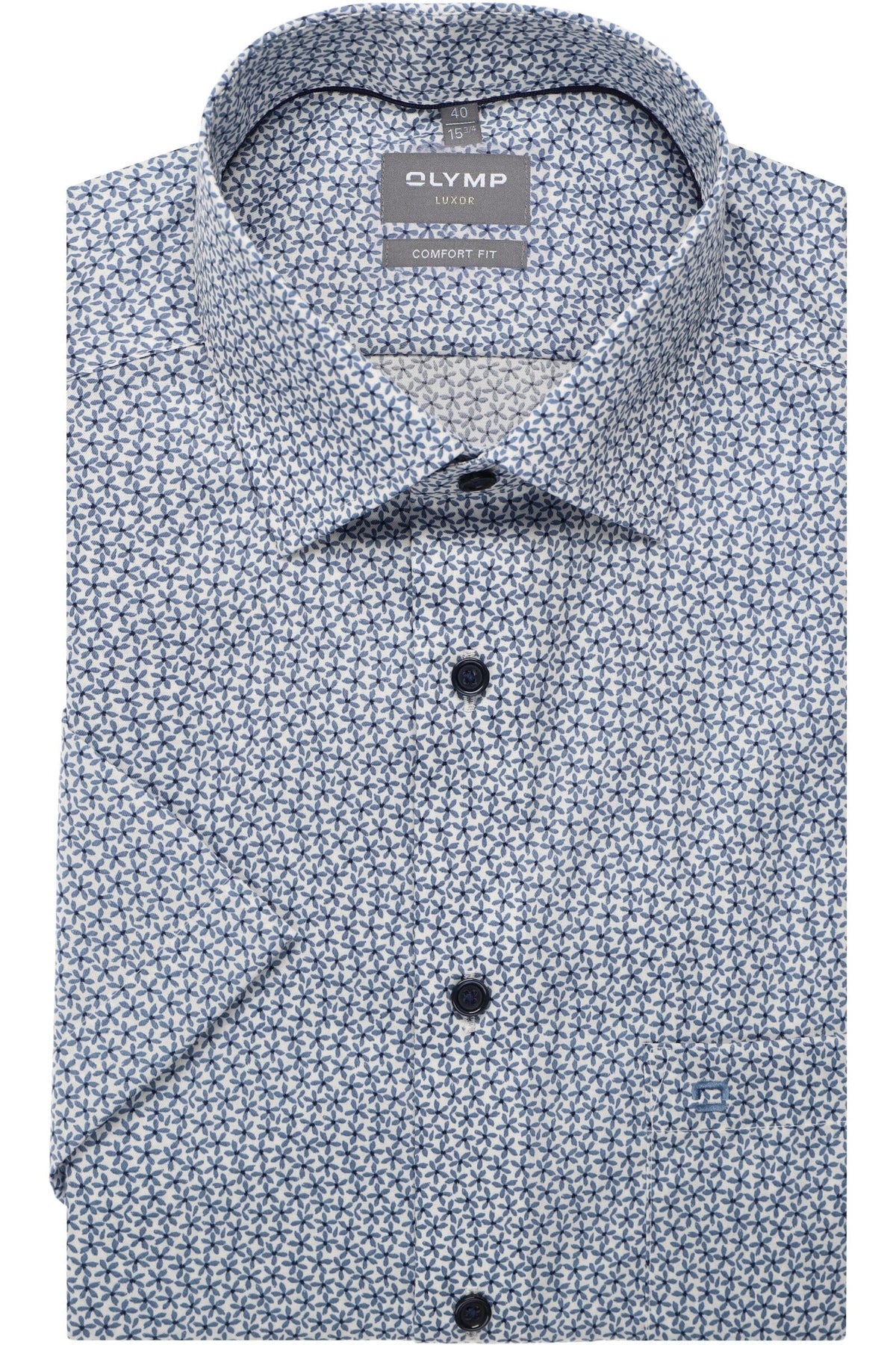 OLYMP Luxor Comfort Fit Hemd blau, Bedruckt