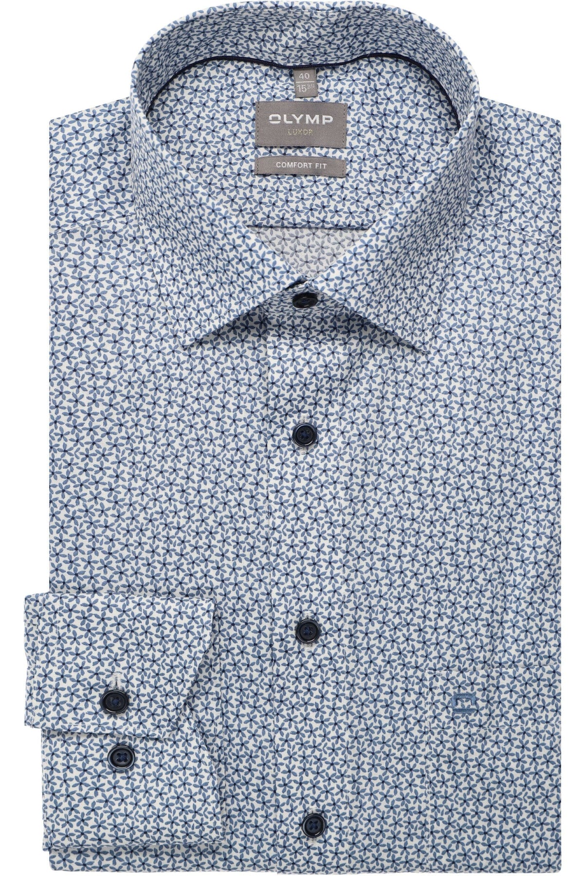 OLYMP Luxor Comfort Fit Hemd blau, Bedruckt