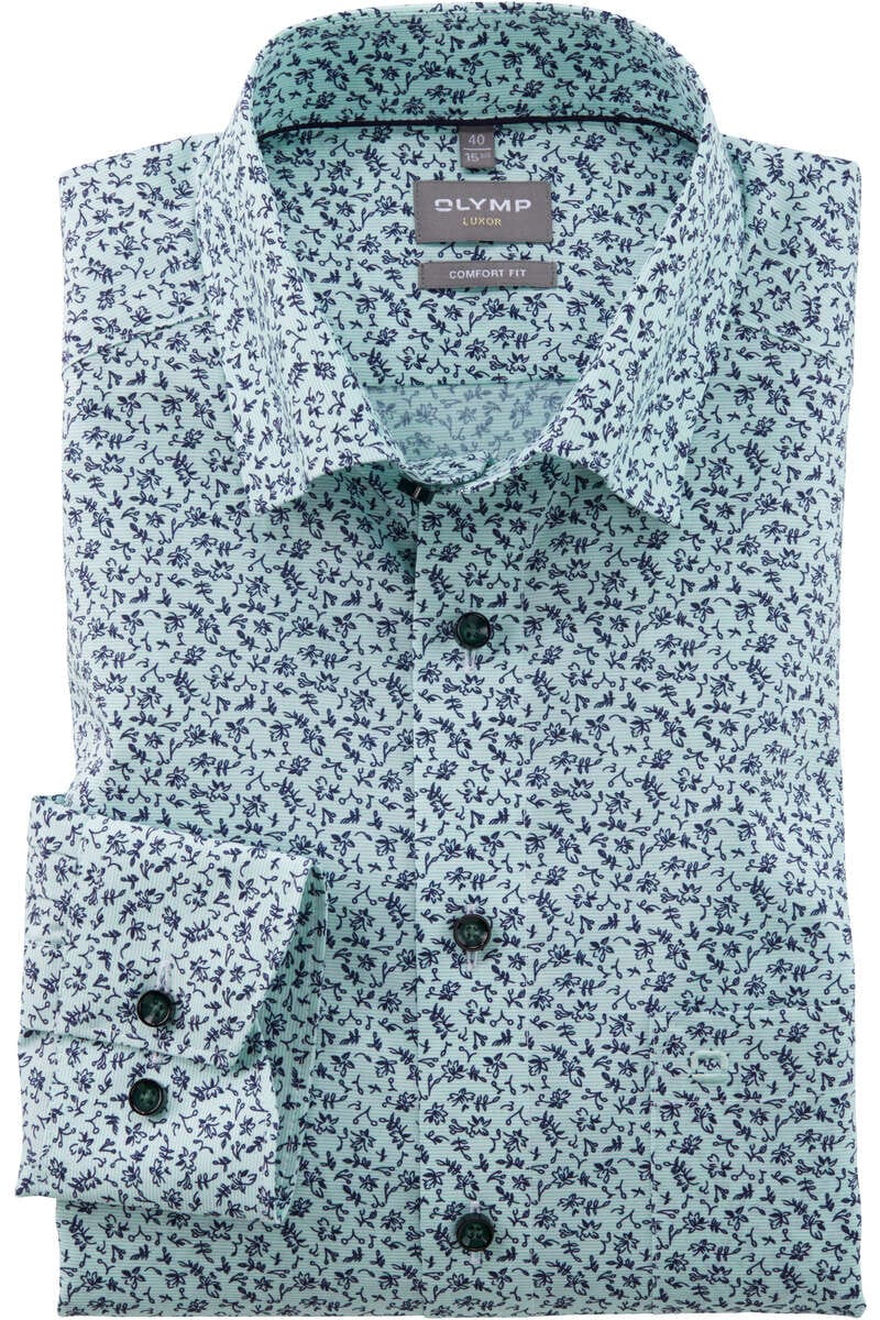 OLYMP Luxor Comfort Fit Hemd hellgrün/blau, Paisley