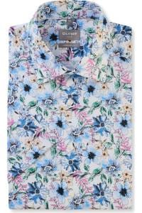 OLYMP Luxor Comfort Fit Hemd blau, Bedruckt