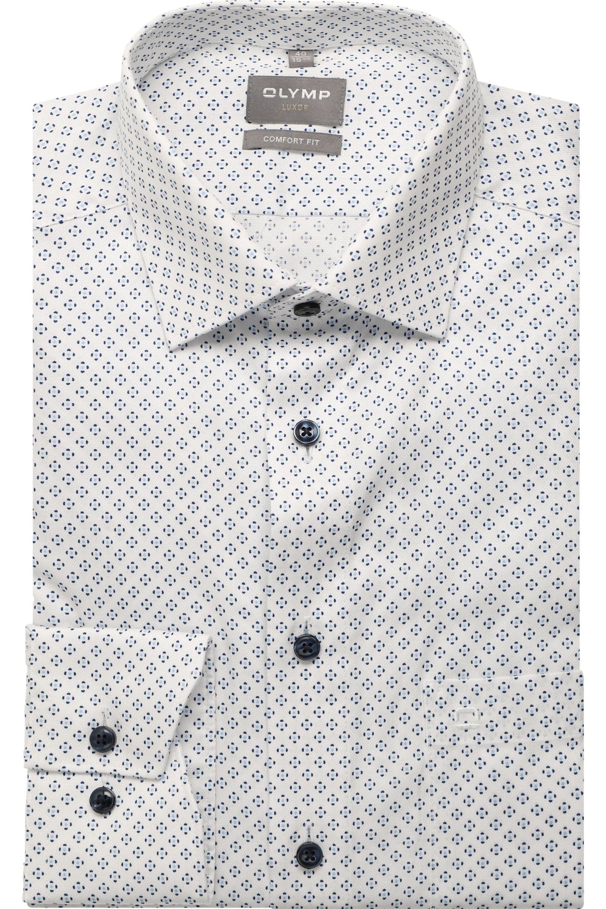 OLYMP Luxor Comfort Fit Hemd weiss, Bedruckt