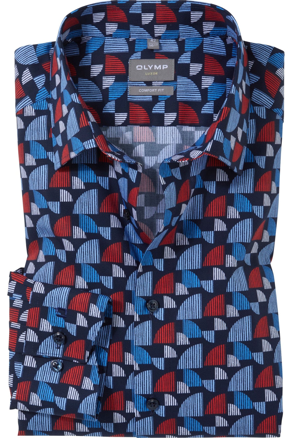OLYMP Luxor Comfort Fit Hemd rot, Bedruckt