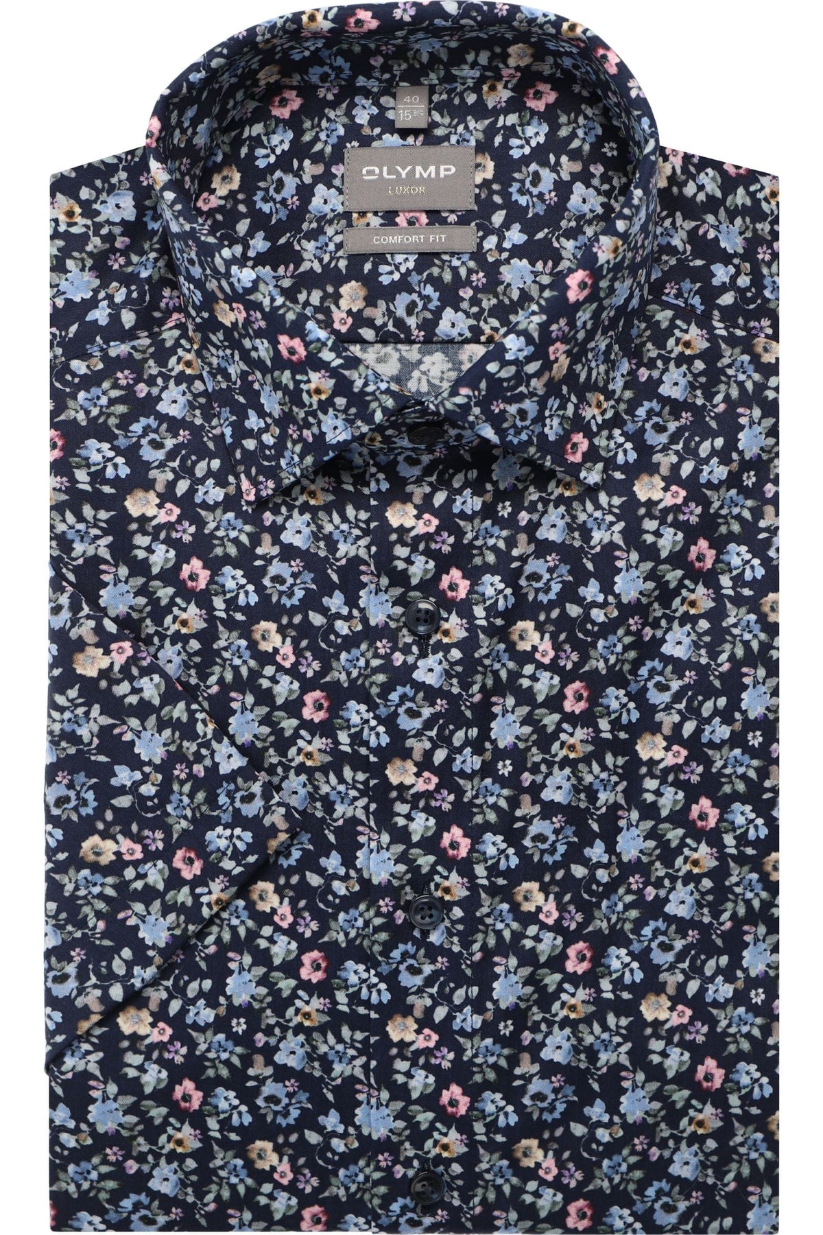 OLYMP Luxor Comfort Fit Hemd marine, Blumen