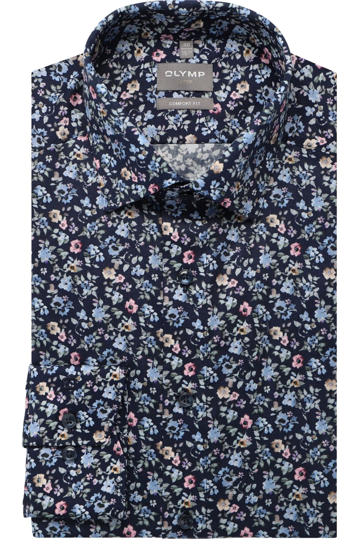 OLYMP Luxor Comfort Fit Hemd marine, Bedruckt
